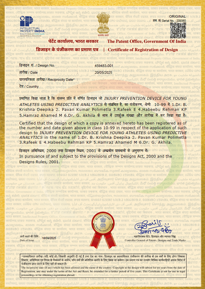 Proud Moment: Patent Awarded to Mr. Hamraz Ahamed M